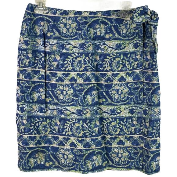Charter Club Linen Wrap Blue Skirt Size 10 - Picture 1 of 4